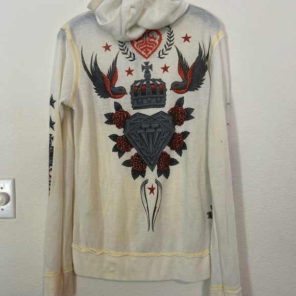 Sinful Y2K, ombre, yellow, and white zip up hoodie size large - Picture 2 of 13